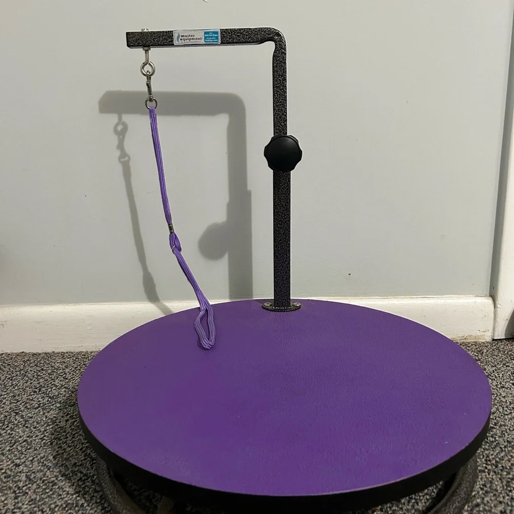 Purple Mini Dog Grooming Rotating Table and Andis Clippers